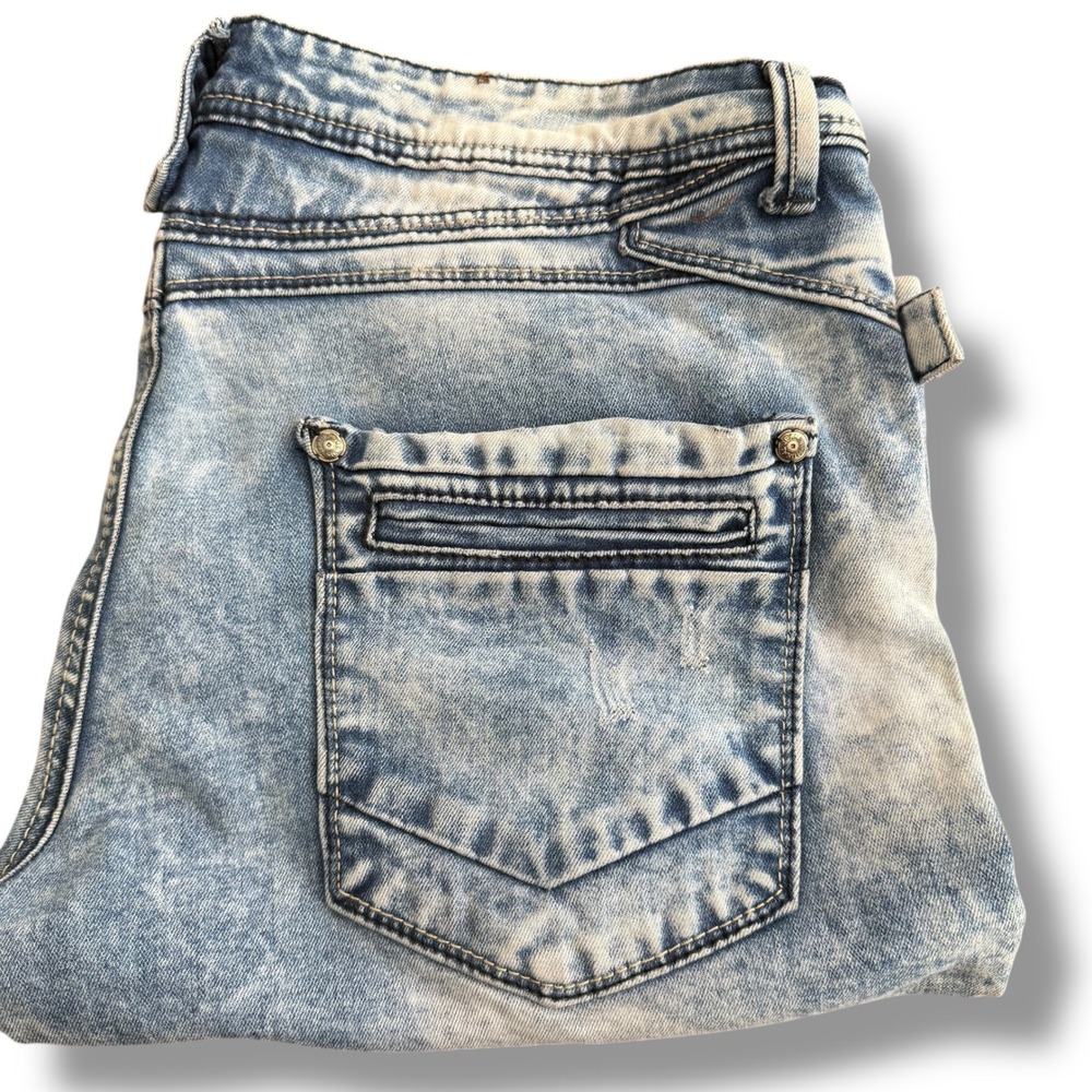 Vertikal Jeans Mens Size 36x 13 Blue Acid Wash Denim Straight Leg Shorts - Picture 2 of 7
